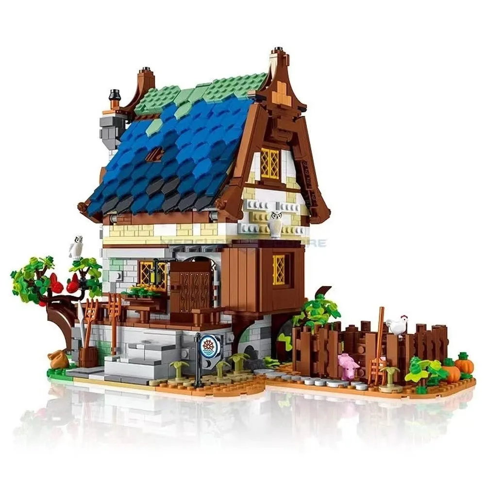 MOC NON  2724pcs Medieval Series Town Stable Model Creative Building Blocks City Horse House Bricks Diy Toys  For  Friends