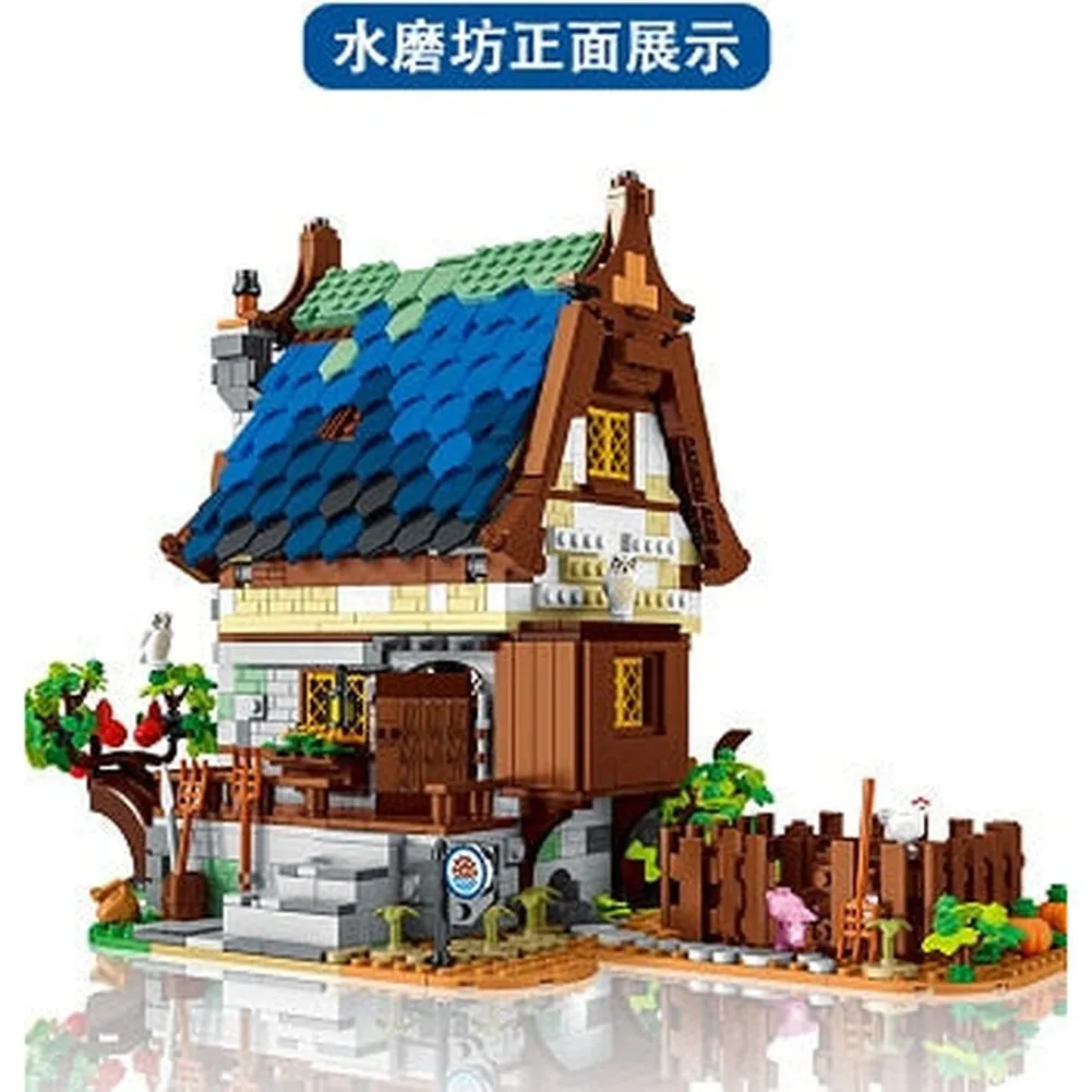 MOC NON  2724pcs Medieval Series Town Stable Model Creative Building Blocks City Horse House Bricks Diy Toys  For  Friends