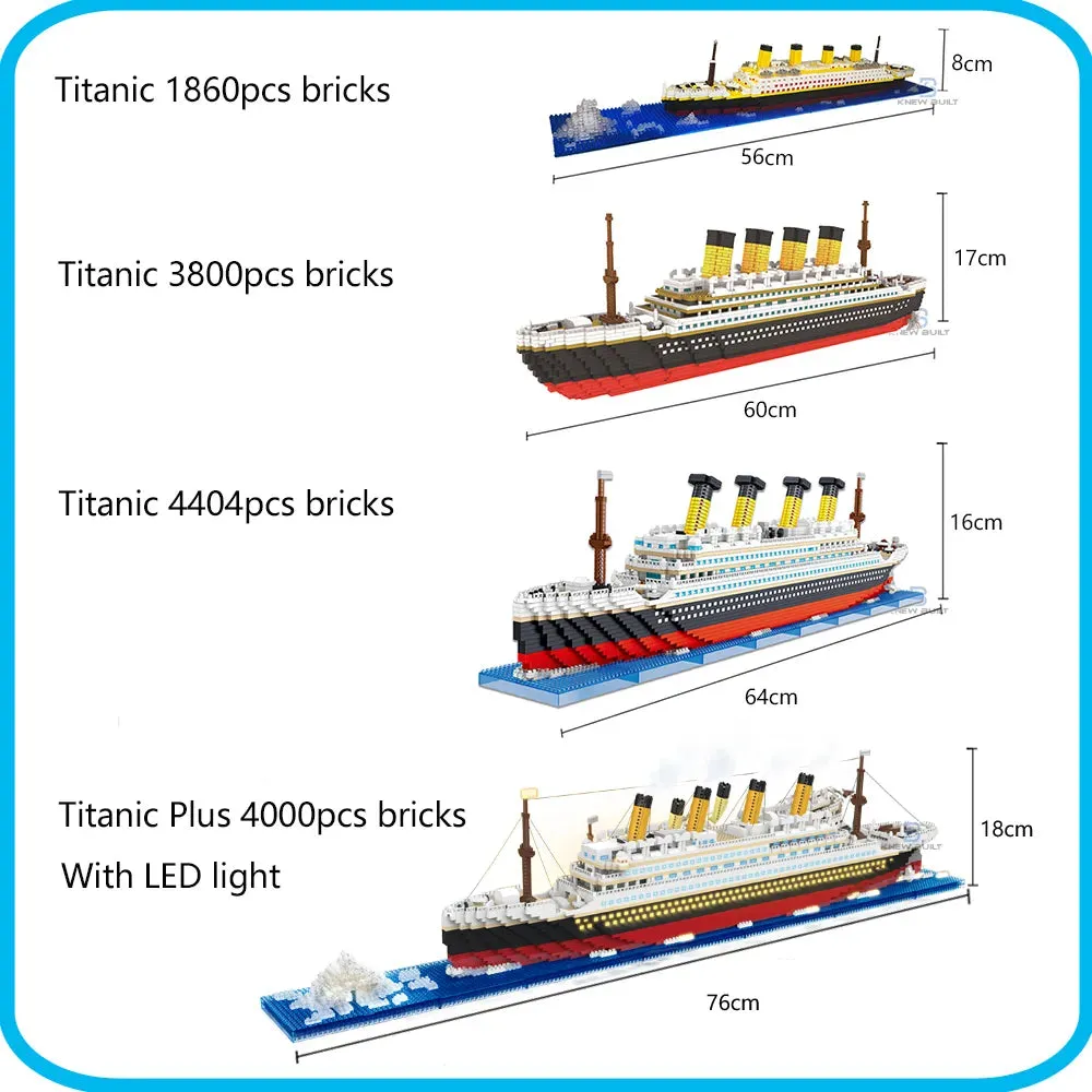 MOC NON   Titanic 3D Plastic Model Ship Building Blocks for Adults Micro Mini Bricks Toys Kits Assemble Cruise Boat Kids