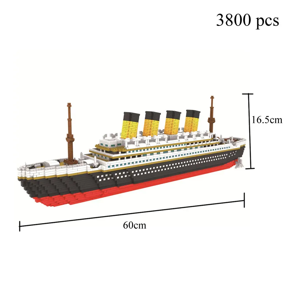 MOC NON   Titanic 3D Plastic Model Ship Building Blocks for Adults Micro Mini Bricks Toys Kits Assemble Cruise Boat Kids