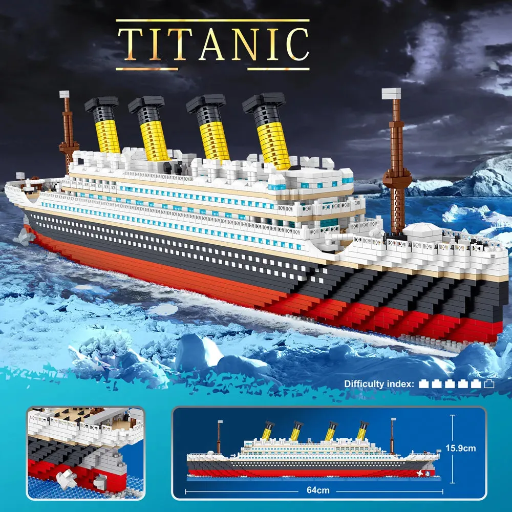 MOC NON   Titanic 3D Plastic Model Ship Building Blocks for Adults Micro Mini Bricks Toys Kits Assemble Cruise Boat Kids