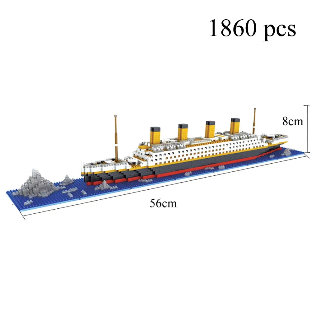 MOC NON   Titanic 3D Plastic Model Ship Building Blocks for Adults Micro Mini Bricks Toys Kits Assemble Cruise Boat Kids