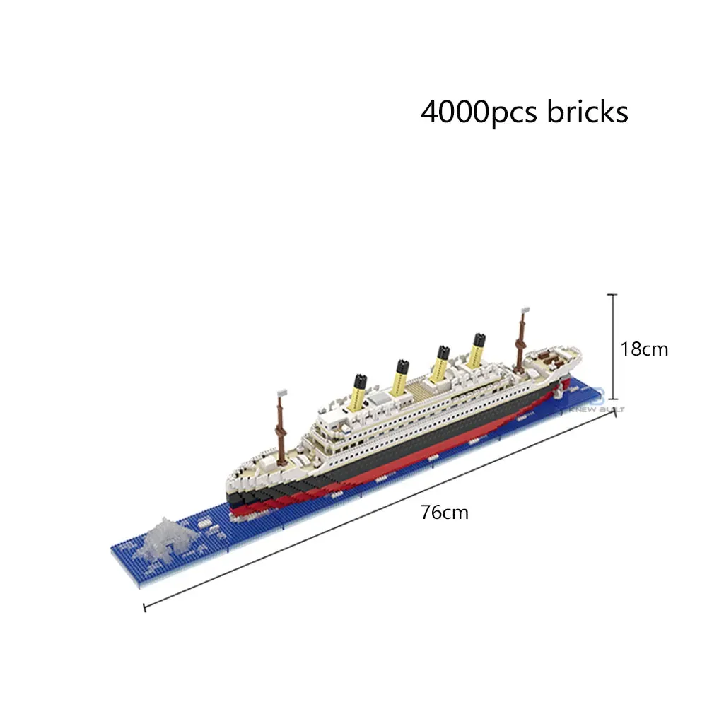 MOC NON   Titanic 3D Plastic Model Ship Building Blocks for Adults Micro Mini Bricks Toys Kits Assemble Cruise Boat Kids