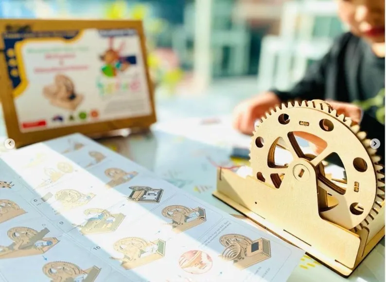 Motorized Laser-Cut Plywood Marble Run Model Kit for Ages 10 