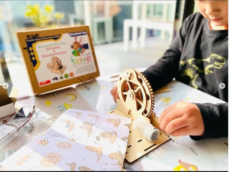 Motorized Laser-Cut Plywood Marble Run Model Kit for Ages 10 