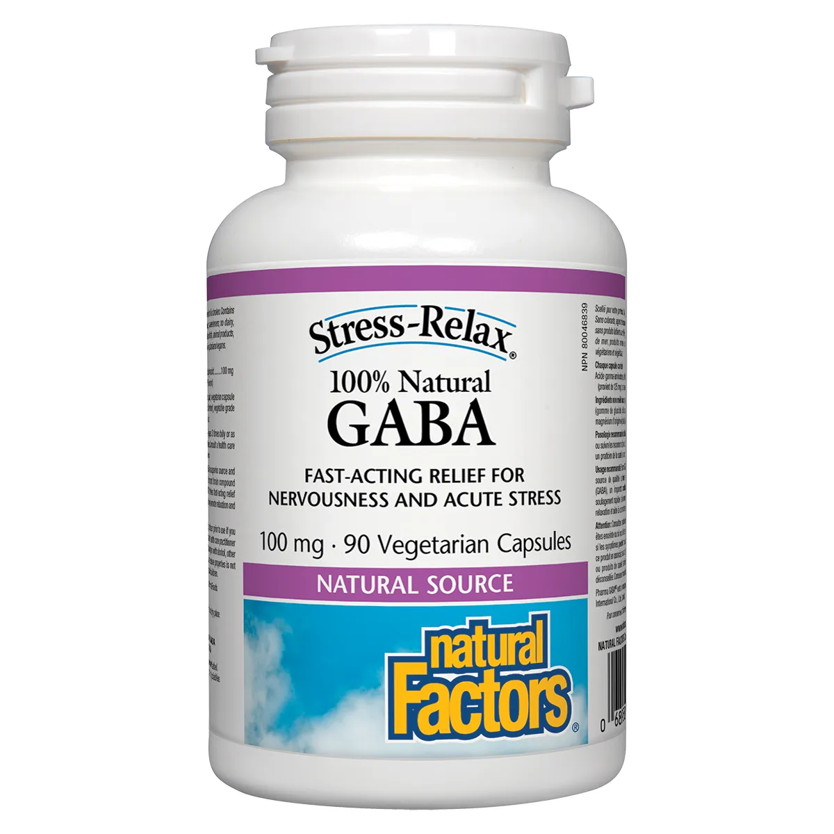 Natural Factors Stress-Relax 100% Natural GABA 100mg 90 Vegetarian Capsules