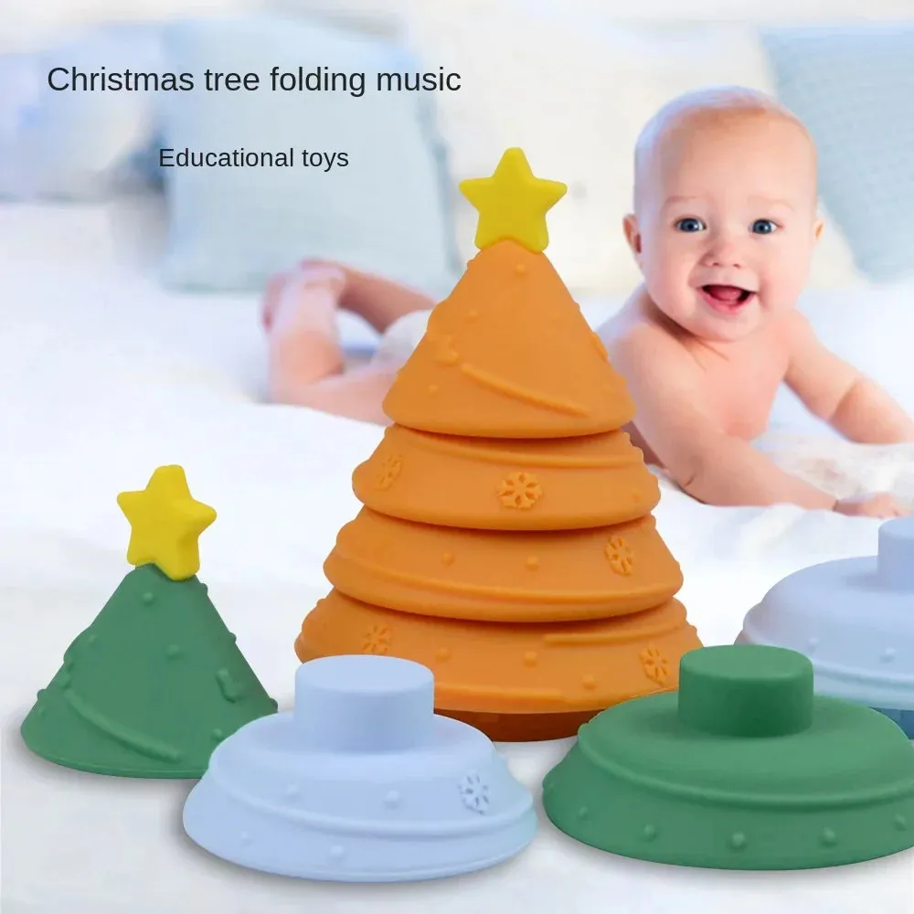 New Silicone Christmas Tree Jenga Children's Color Cognitive Educational Toys