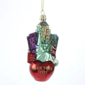 New York City APPLE Cityscape Glass Ornament, C4108