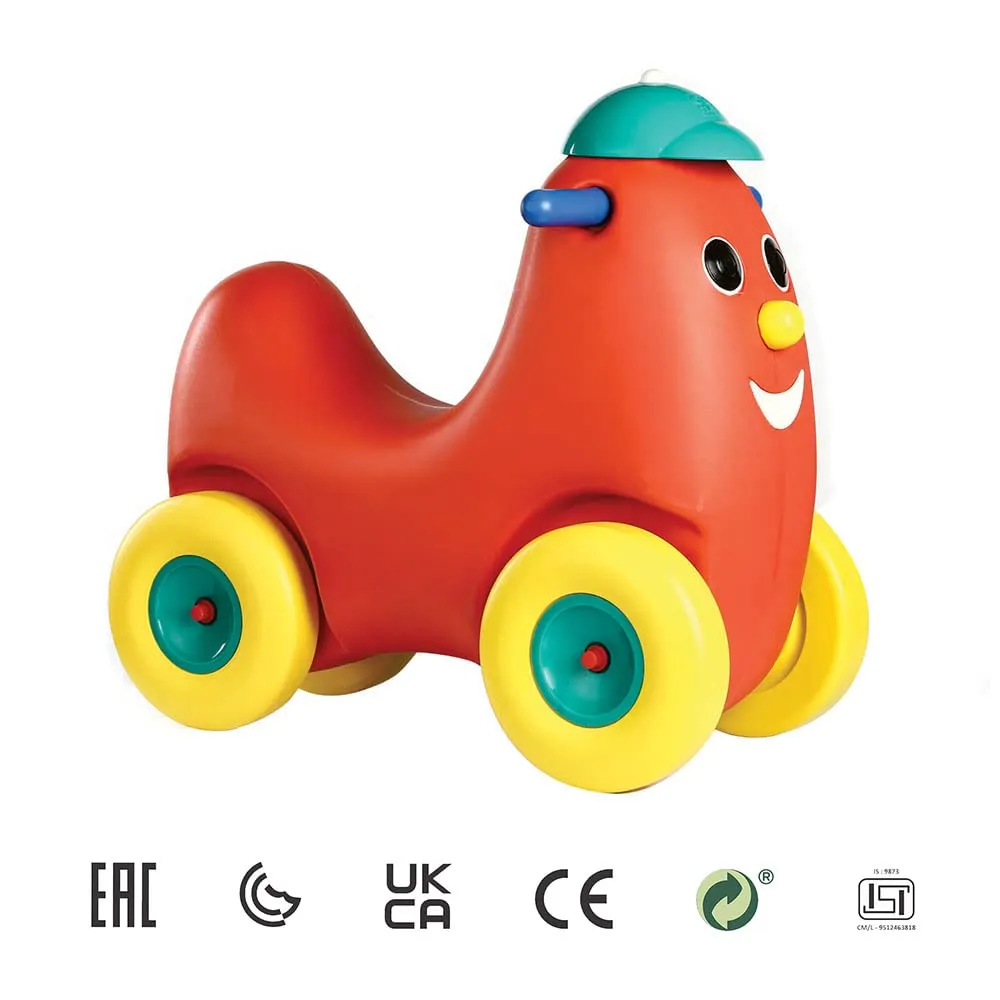 OK Play Humpty Dumpty Push Rider for Kids, Pony Ride On Toy with Curved Seat, Indoors and Outdoors, Rocker Cum Rider-Kids Ride On Push Car Toy Toddler Baby, 2  Years (Red)