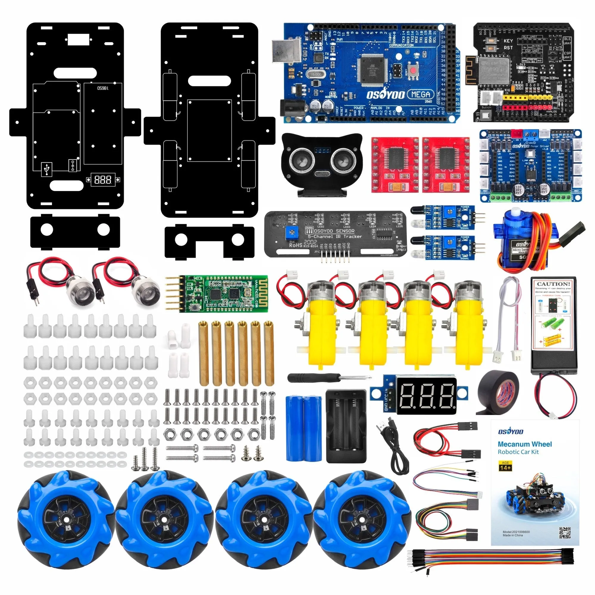 OSOYOO Omni-direction Mecanum Robot Car for Arduino Raspberry Pi