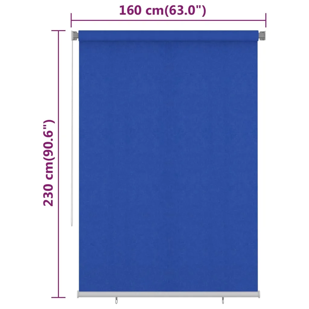 Outdoor Roller Blind 160x230 cm Blue HDPE