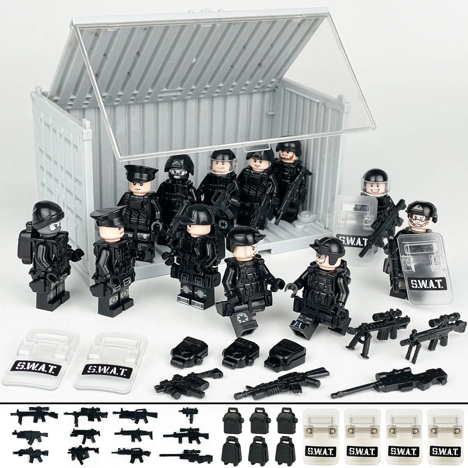 Package Container Equipment Special Police Doll Toy Small Particle Military Doll Children Assembling Building Blocks Toy