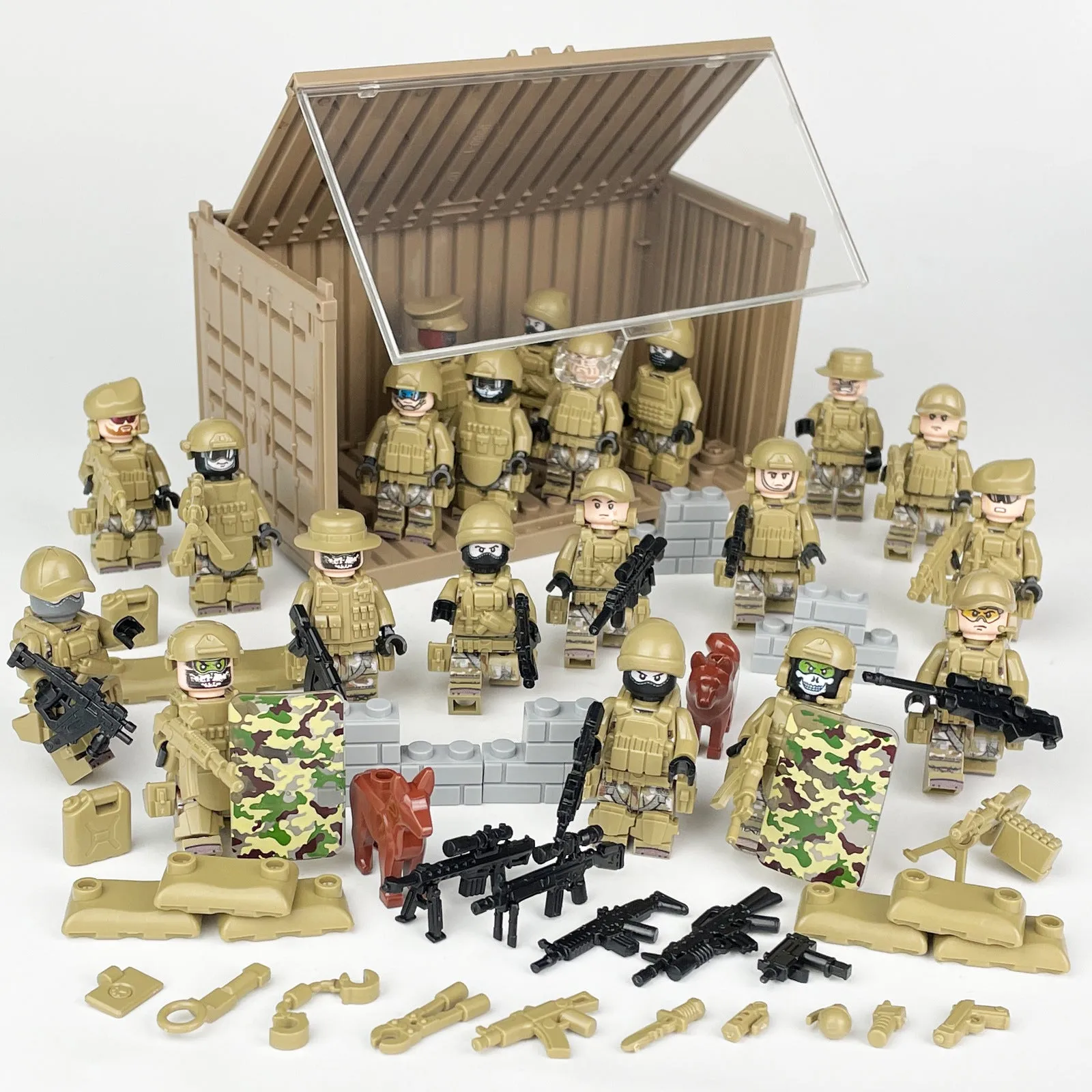 Package Container Equipment Special Police Doll Toy Small Particle Military Doll Children Assembling Building Blocks Toy