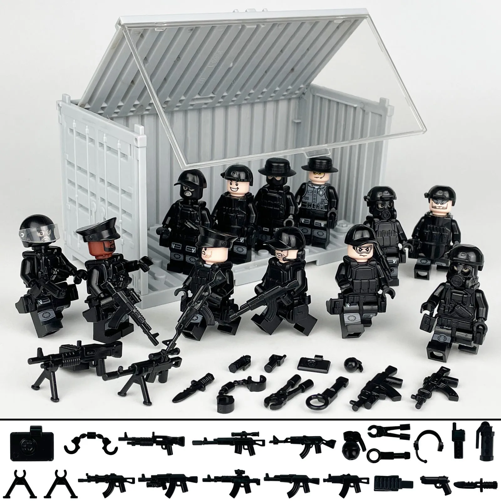 Package Container Equipment Special Police Doll Toy Small Particle Military Doll Children Assembling Building Blocks Toy