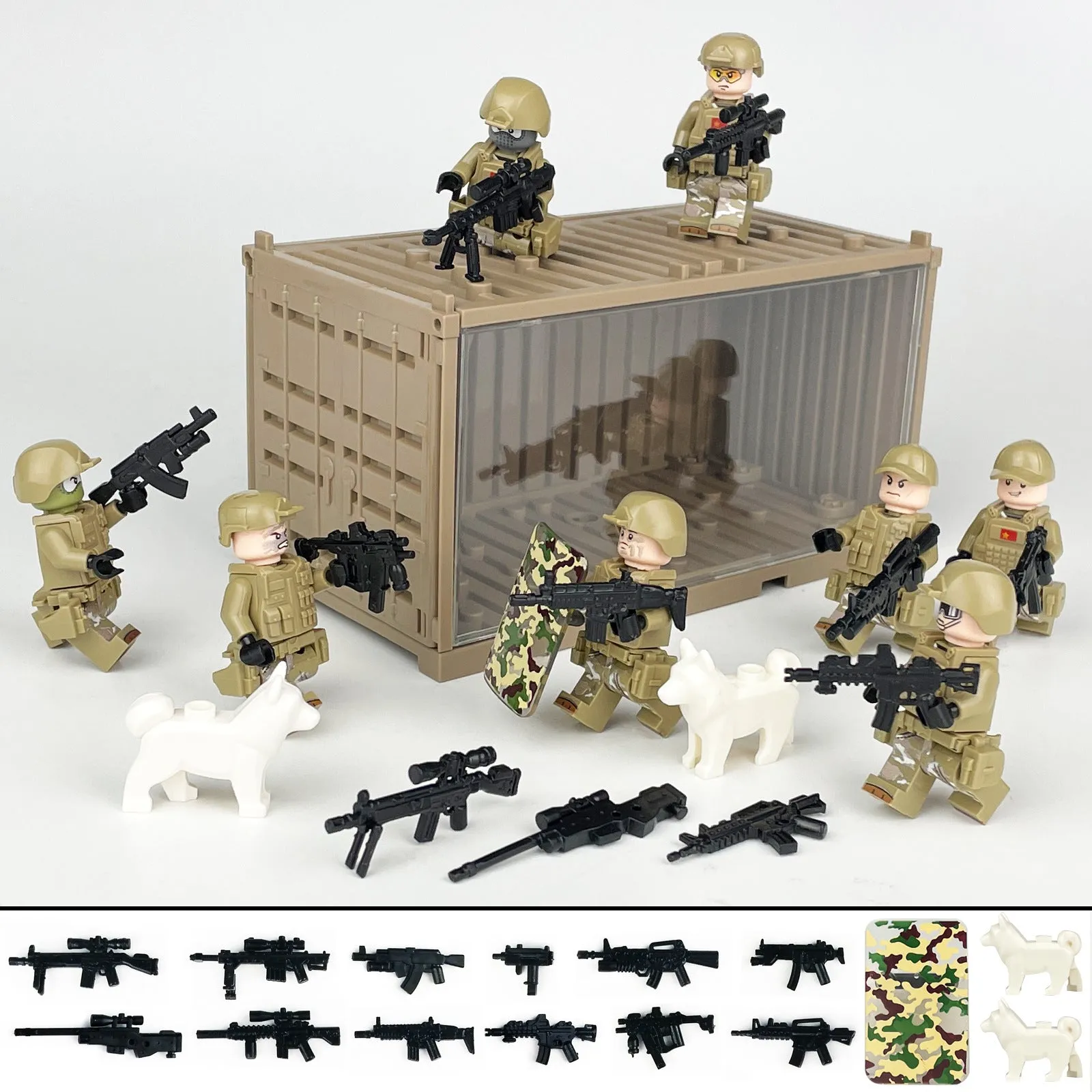 Package Container Equipment Special Police Doll Toy Small Particle Military Doll Children Assembling Building Blocks Toy