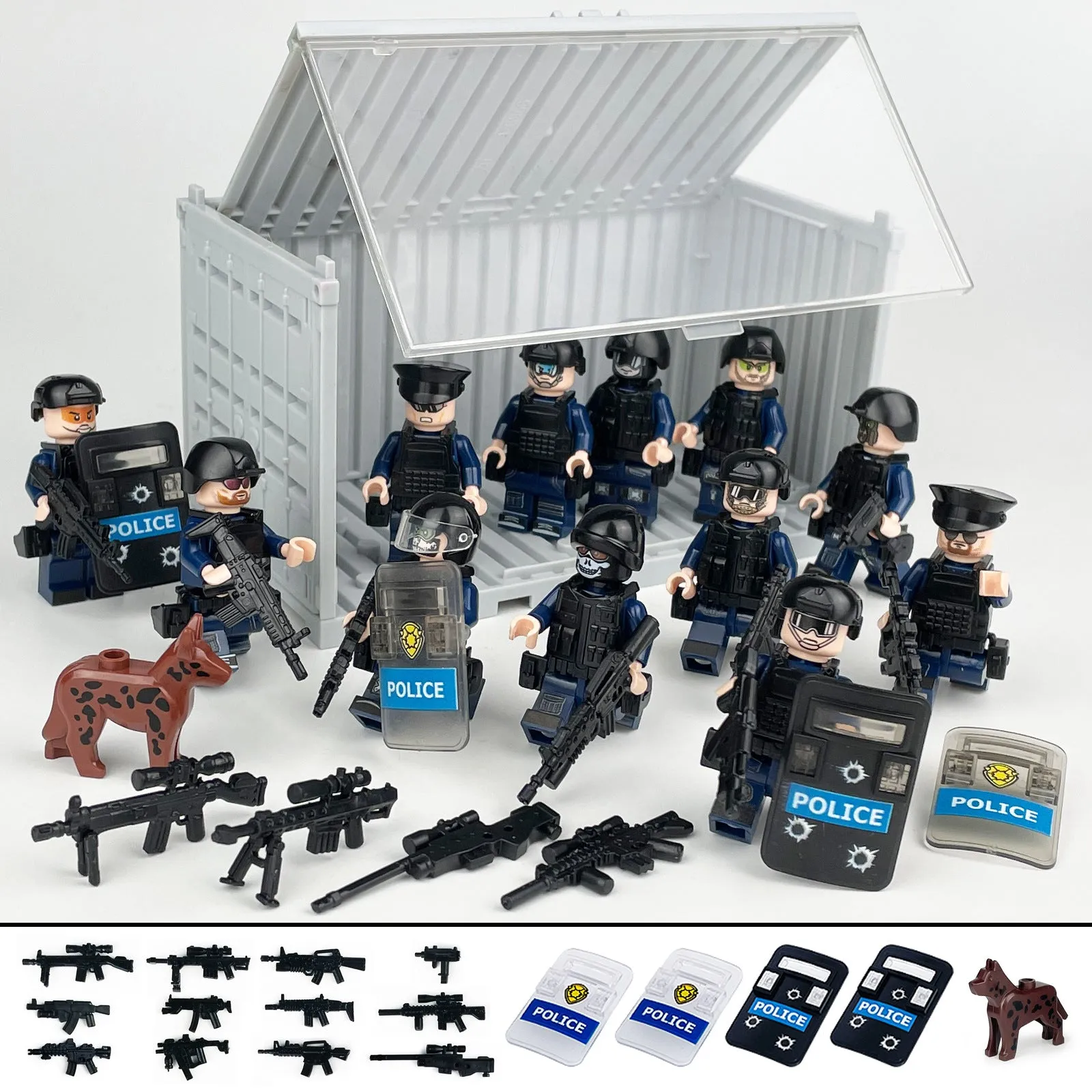 Package Container Equipment Special Police Doll Toy Small Particle Military Doll Children Assembling Building Blocks Toy