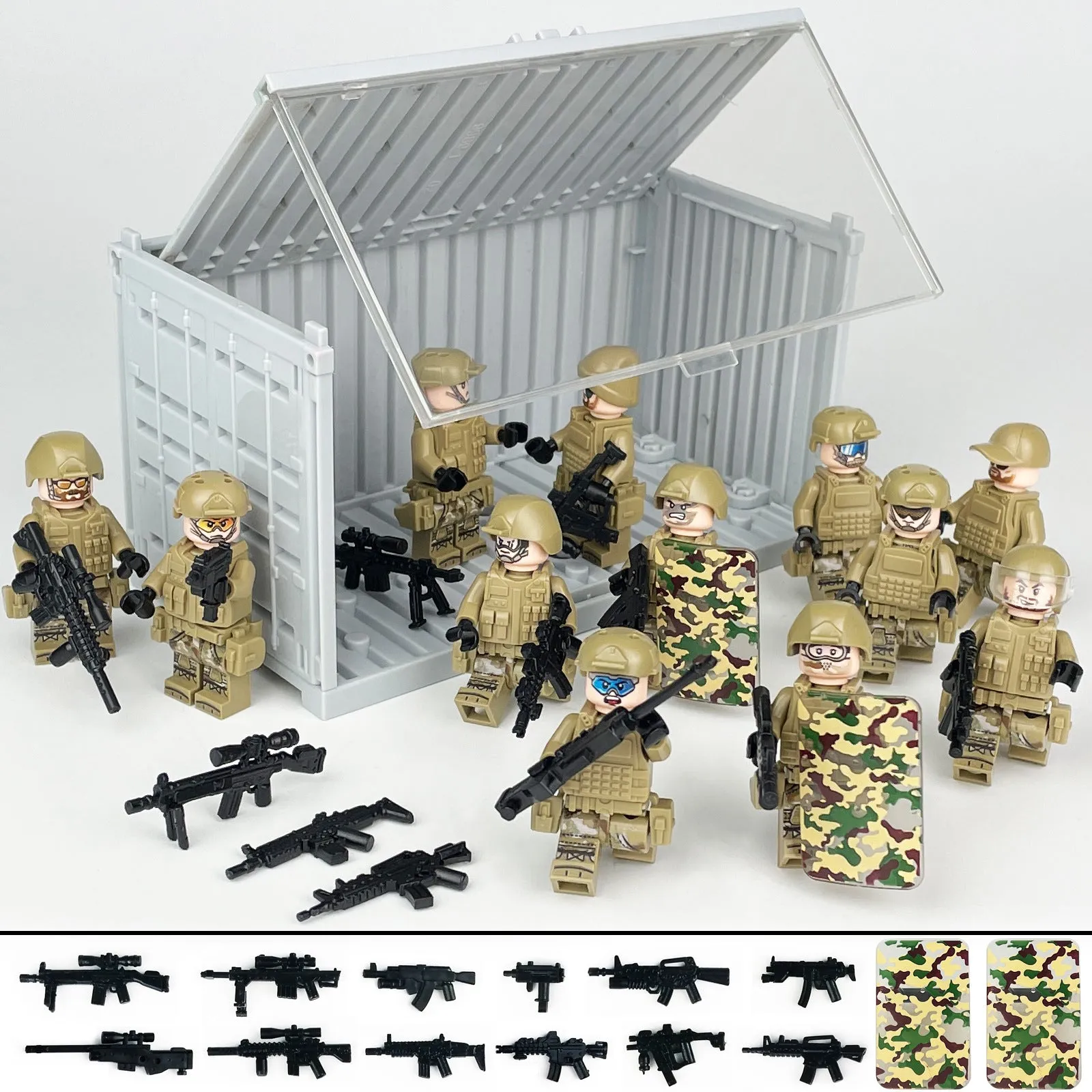 Package Container Equipment Special Police Doll Toy Small Particle Military Doll Children Assembling Building Blocks Toy