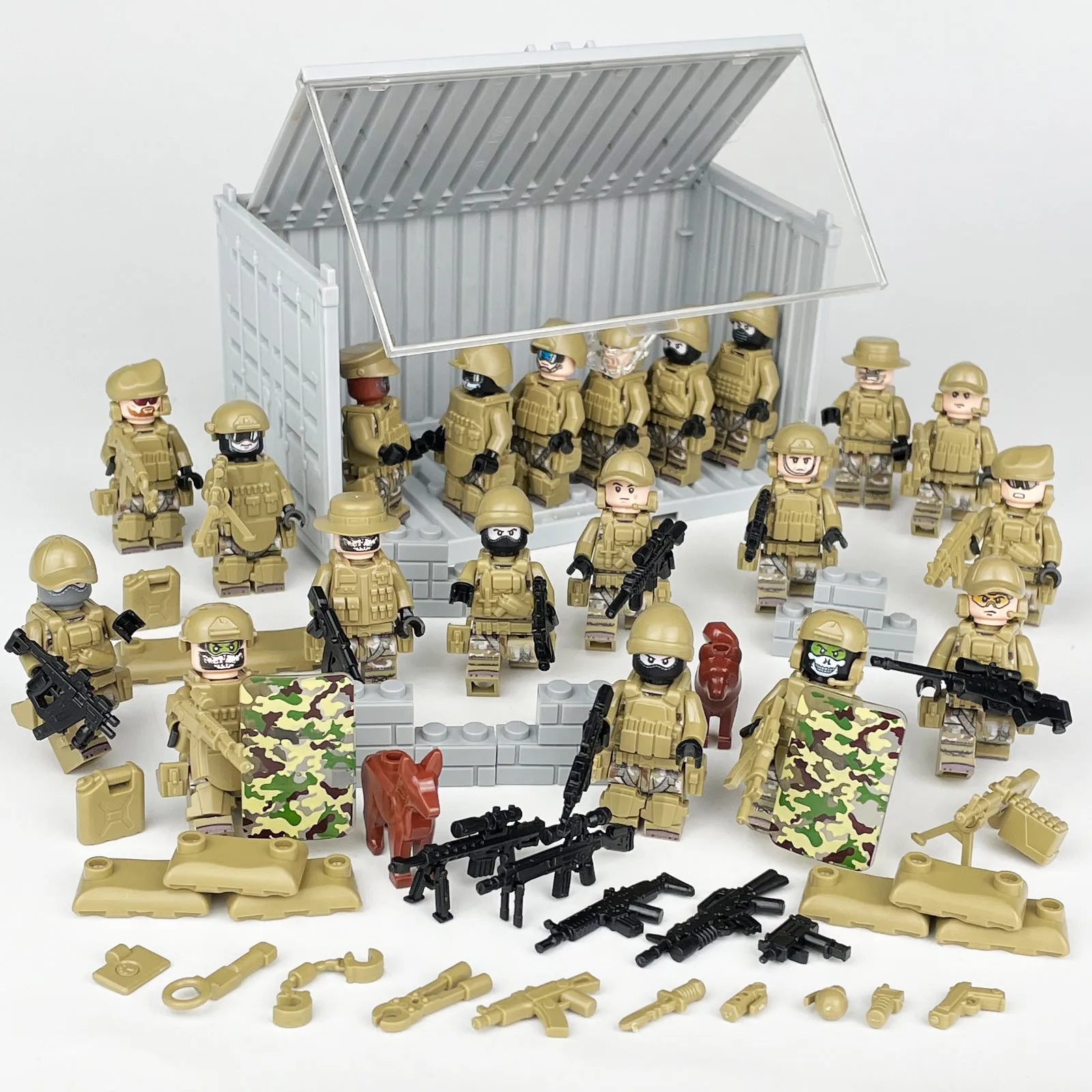 Package Container Equipment Special Police Doll Toy Small Particle Military Doll Children Assembling Building Blocks Toy