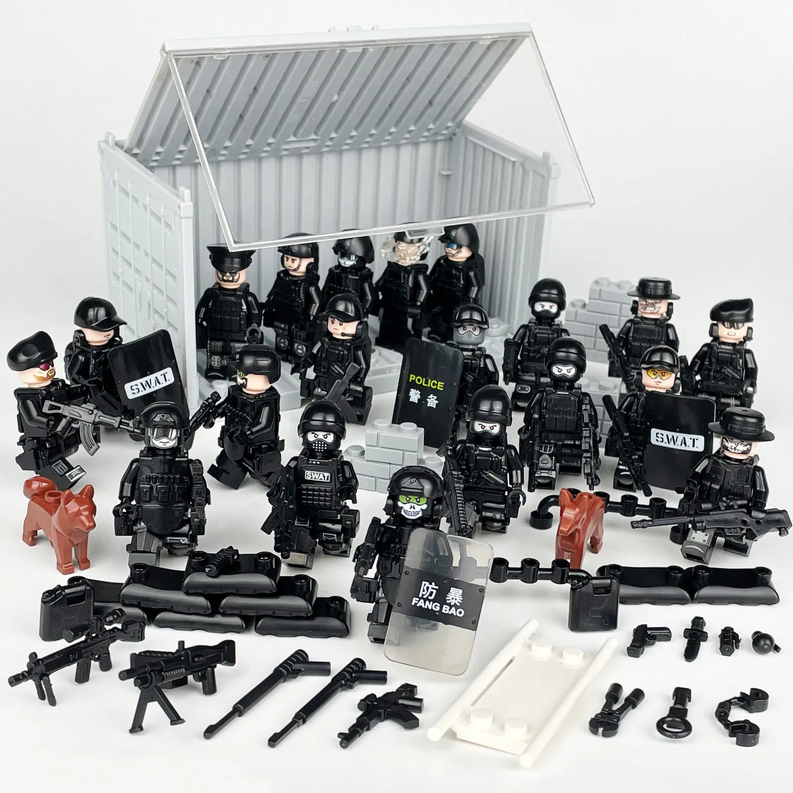 Package Container Equipment Special Police Doll Toy Small Particle Military Doll Children Assembling Building Blocks Toy