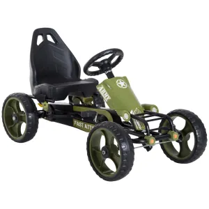 Pedal Go Kart for Kids, Pedal, Go Kart with Adjustable Seat, EVA Wheels, Forward, Backward, Ride on Car for Boys and Girls 3-6 Years Old, Green