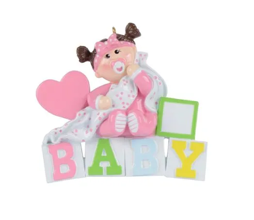 Pink Baby Blocks Ornament