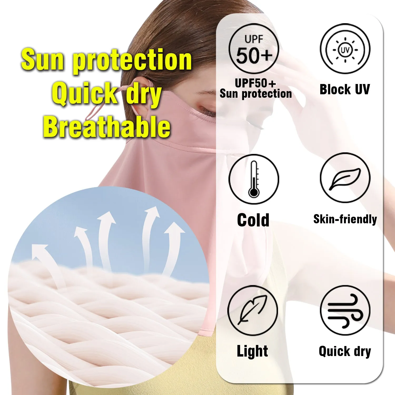 Sidiou Group Anniou Summer UPF 50  Face Cover Anti UV Protective Dust Face Cover Cool Ice Silk Breathable Perspiration Sunscreen for Running Cycling