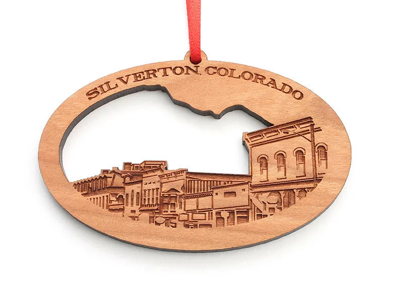 Silverton, Colorado "Skyline" Custom Wood Ornament