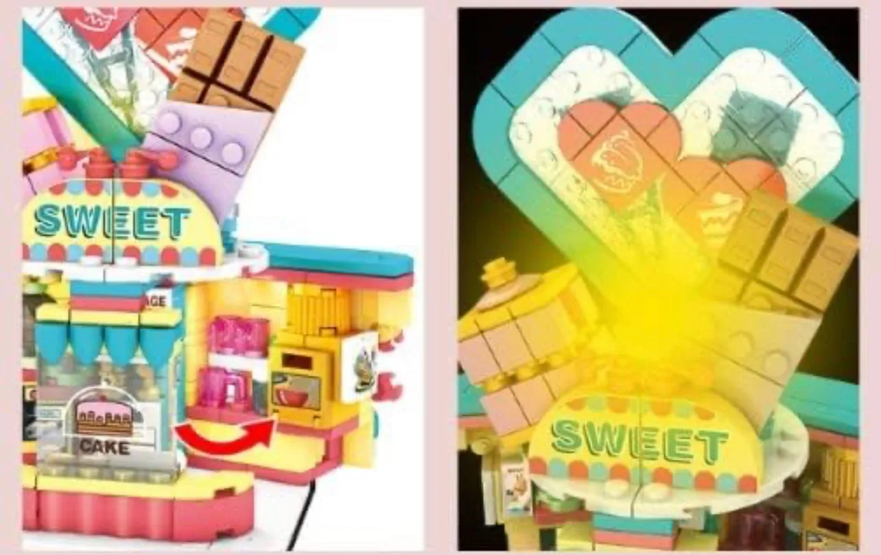 Sweet Shop Fun and Colorful Modular Building Blocks Bricks Set