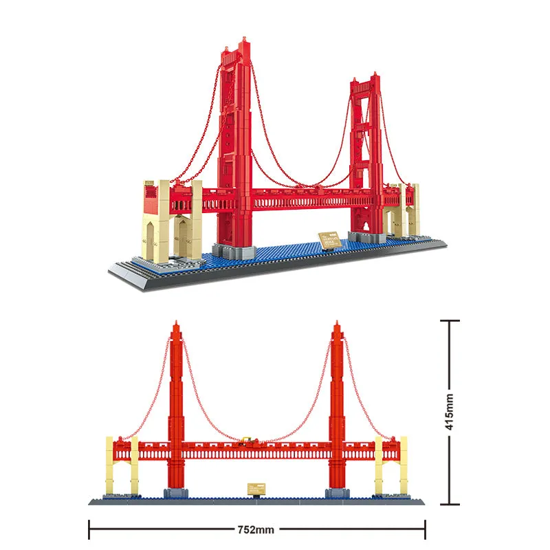 The Golden Gate Bridge of San Francisco Building Blocks Set  (1977 Pieces)