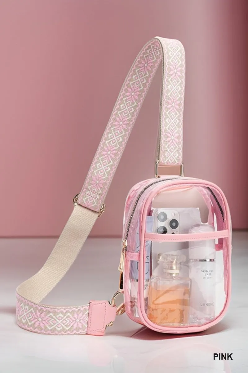 Transparent Sling Bag with Guitar Strap