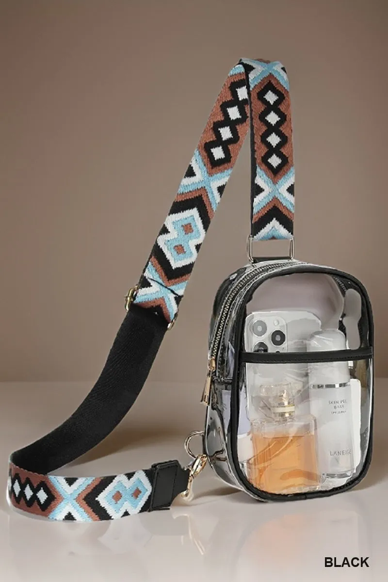 Transparent Sling Bag with Guitar Strap