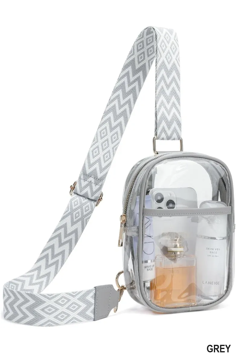 Transparent Sling Bag with Guitar Strap