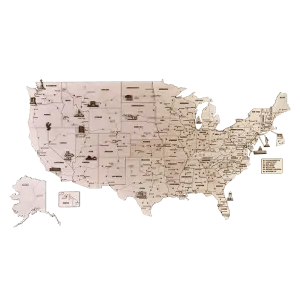 USA Wooden Map