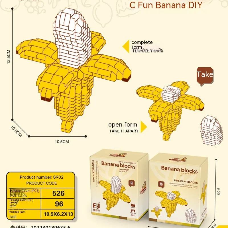 Wholesale Delivery Micro-particle Fruit Building Blocks Assembled Banana Avocado Peach Series Decoration Creative