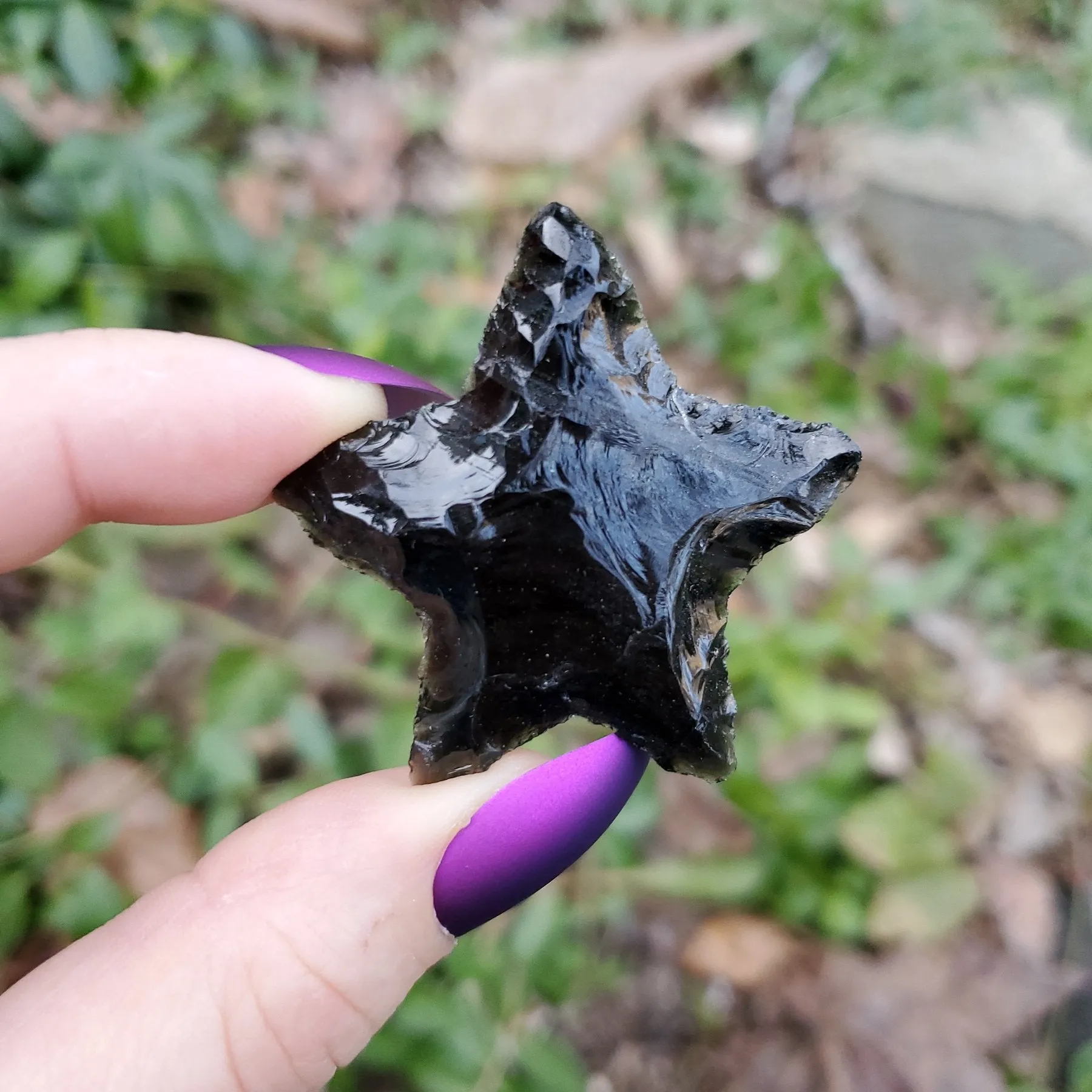 Witch's Way Hammered Obsidian Star