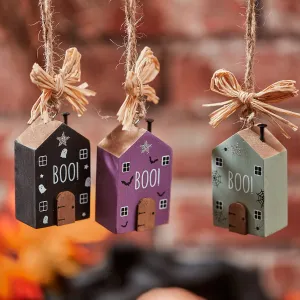 Wooden 'BOO' Hanging House Blocks