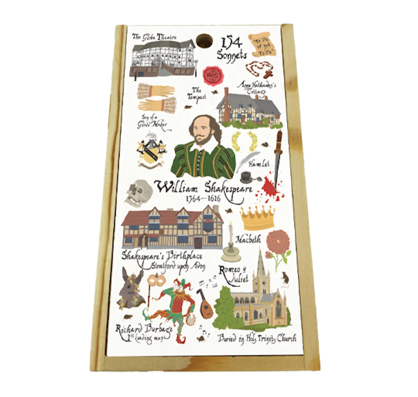 Wooden Pencil Box: Shakespeare