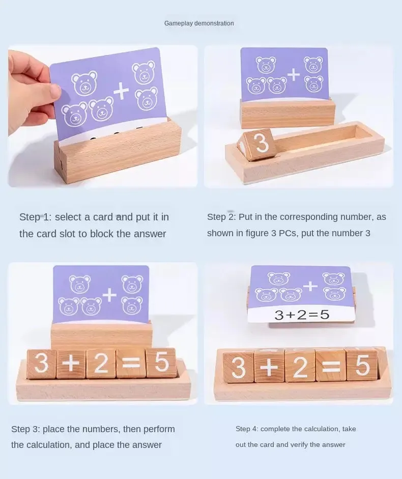 Wooden Spelling & Numbers Learning Blocks with Flashcards