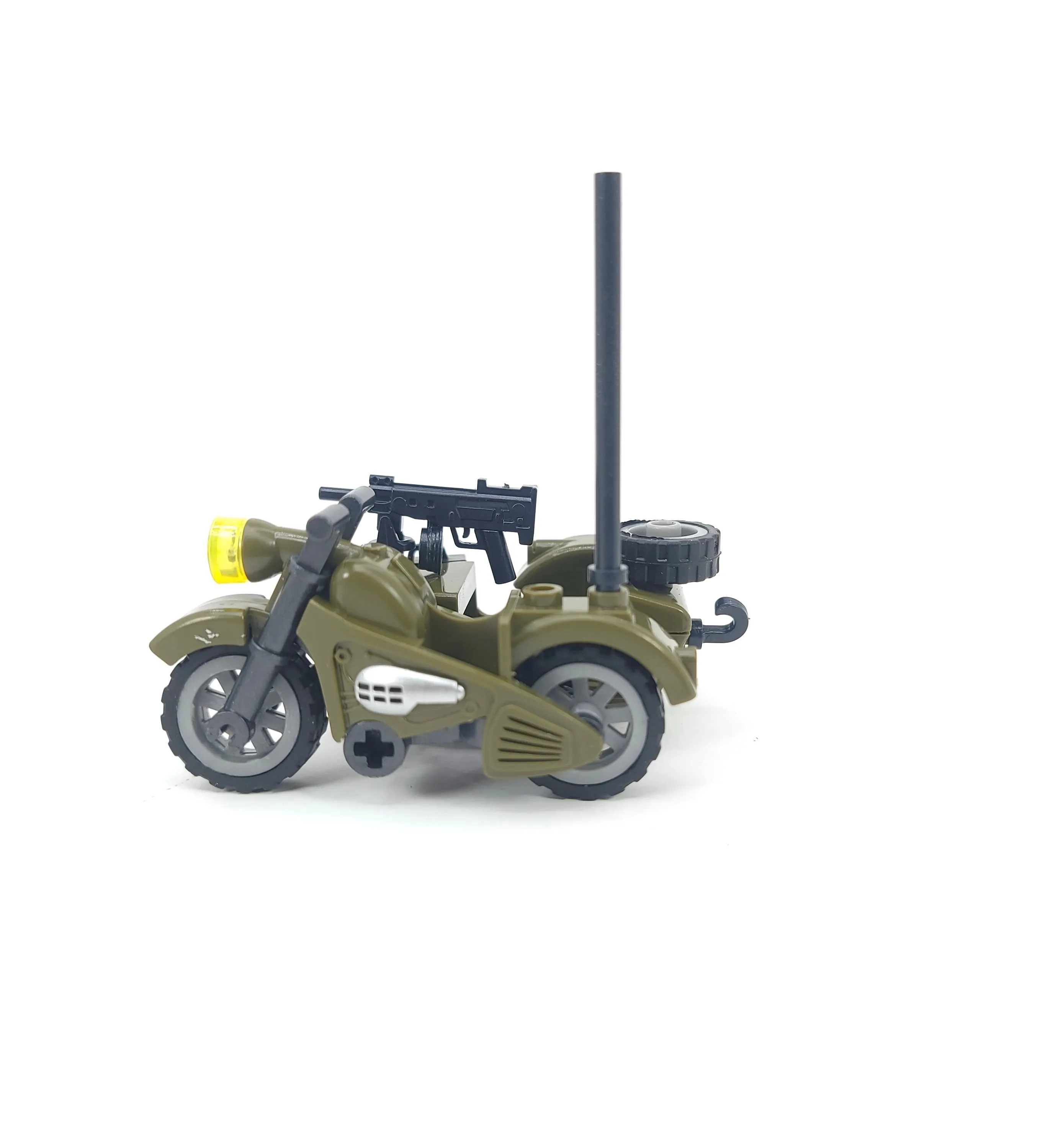 WW2 German Military Motorcycle and Removable Sidecar (Green) Building Blocks Toy Bricks Set | General Jim's Toys